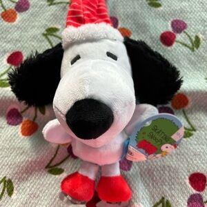 Festive Snoopy Dog Toy with Red Hat
